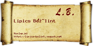 Lipics Bálint névjegykártya