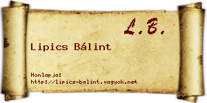 Lipics Bálint névjegykártya